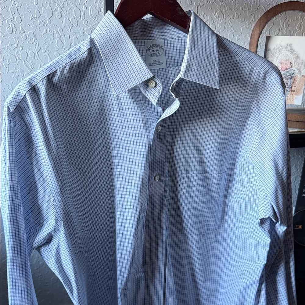 Brooks Brothers Oxford Blue Checkered Dress Shirt